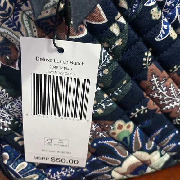 🆕💙Vera Bradley Deluxe Lunch Bunch, “Java Navy Camo” - Picture 8 of 8